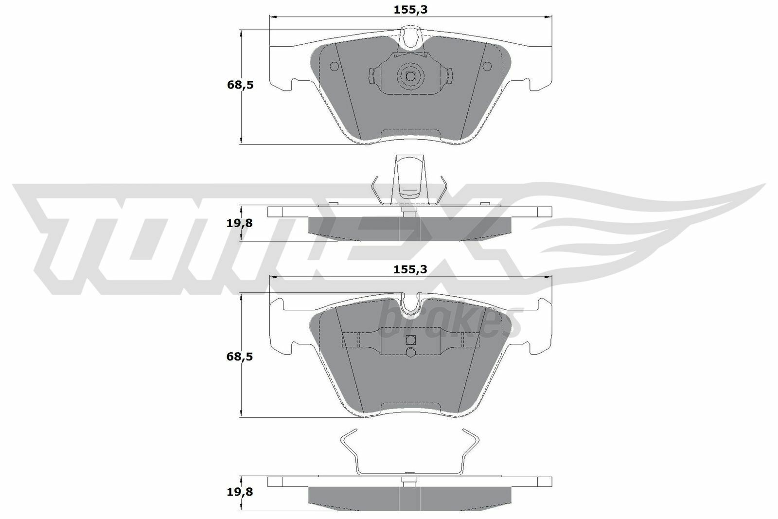 Sada brzdových destiček, kotoučová brzda TOMEX Brakes